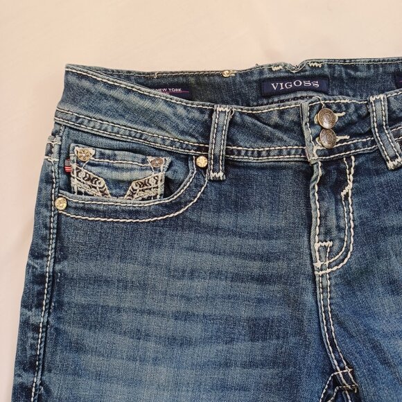 Vigoss Jeans The New York Capri Midrise Cropped Dark Wash Stretch Juniors Size 7 - Picture 8 of 14